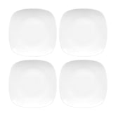 Porcelain Mimoza 8.5" x 8.5" Square White Porcelain Plate (Set of 4)